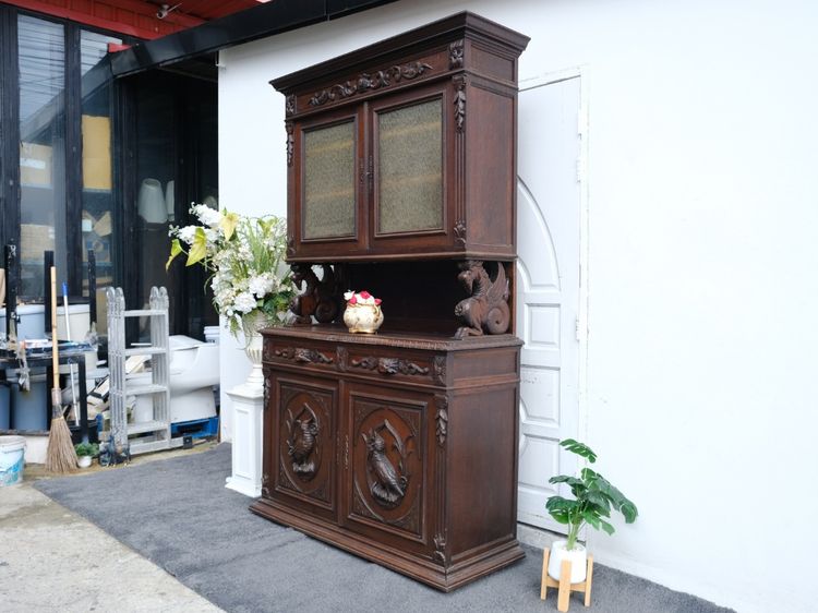 ตู้Buffet ทรงสูง งานไม้แกะสลักลายนก งานยุโรปมาจากเยอรมนี รูปที่ 2