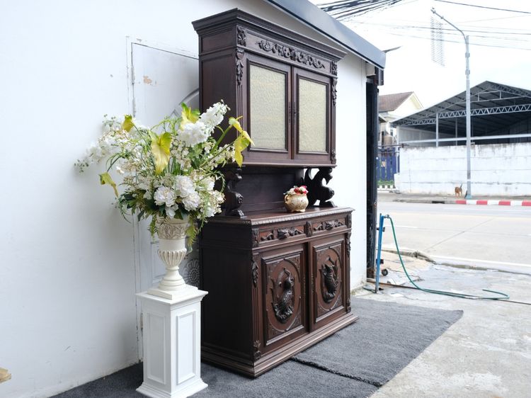 ตู้Buffet ทรงสูง งานไม้แกะสลักลายนก งานยุโรปมาจากเยอรมนี รูปที่ 3