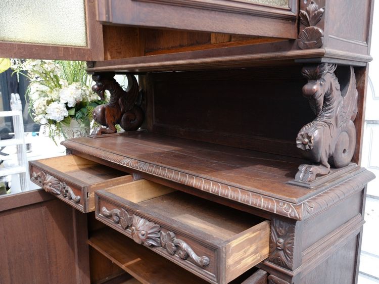 ตู้Buffet ทรงสูง งานไม้แกะสลักลายนก งานยุโรปมาจากเยอรมนี รูปที่ 8