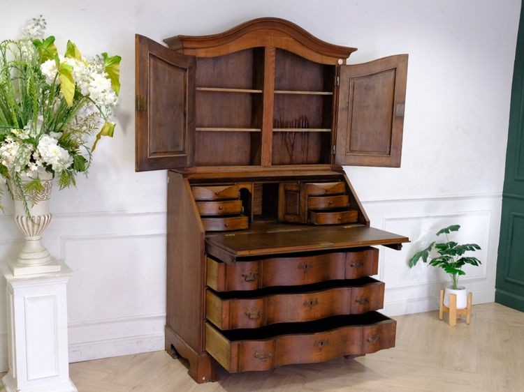 ตู้หนังสือสไตล์โบราณ สีไม้โกลเด้นโอ๊ค งานยุโรปมาจากเยอรมนี รูปที่ 3