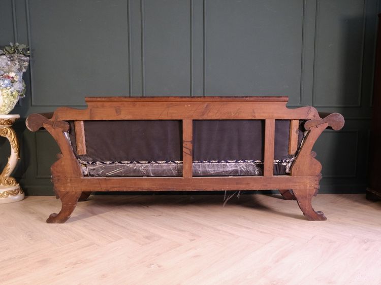 โซฟาไม้ 2ที่นั่ง สีมะฮอกกานี ลวดลายคลาสสิก งานยุโรปมาจากเยอรมนี รูปที่ 14