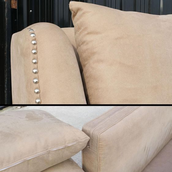 โซฟาผ้าลายหนัง เข้ามุม L-Shape โซฟา 4 ที่นั่ง King Size ตอกหมุดรอบตัว  รูปที่ 4