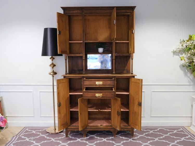 ตู้ไม้เก็บของ พร้อมชั้นวาง ท็อปกระจก งานยุโรปมาจากเยอรมนี รูปที่ 4