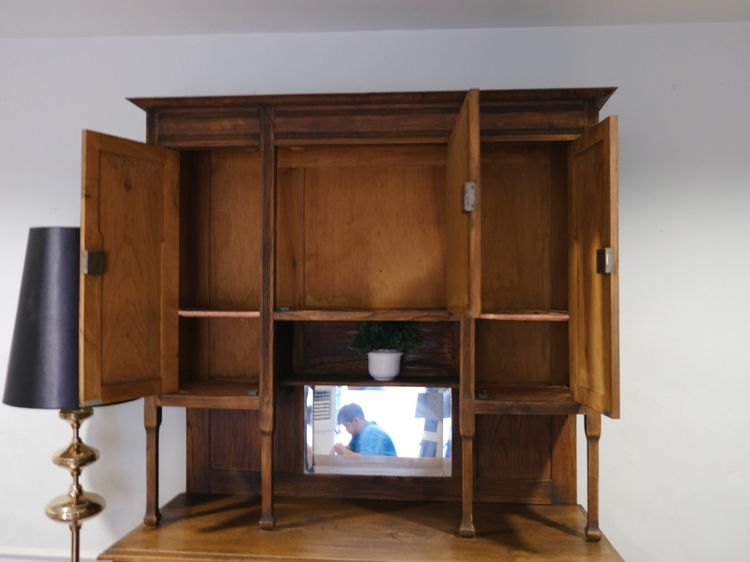 ตู้ไม้เก็บของ พร้อมชั้นวาง ท็อปกระจก งานยุโรปมาจากเยอรมนี รูปที่ 8