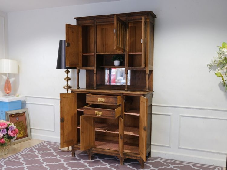 ตู้ไม้เก็บของ พร้อมชั้นวาง ท็อปกระจก งานยุโรปมาจากเยอรมนี รูปที่ 5