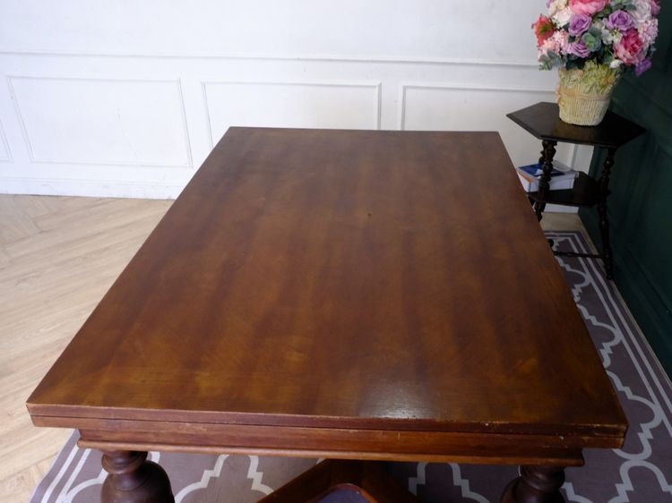 ชุดโต๊ะแบบปรับขยายได้ พร้อมเก้าอี้ 6 ตัว เบาะผ้า สีฟ้า งานยุโรปมาจากเยอรมนี รูปที่ 10