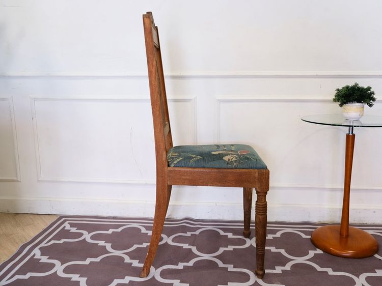 ชุดโต๊ะแบบปรับขยายได้ พร้อมเก้าอี้ 6 ตัว เบาะผ้า สีฟ้า งานยุโรปมาจากเยอรมนี รูปที่ 14