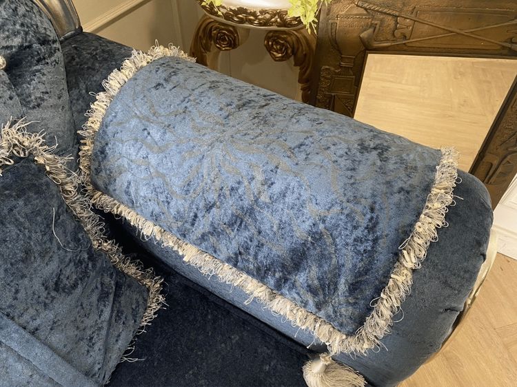 โซฟาหลุยส์ 2 ที่นั่ง เบาะผ้า สีฟ้า สไตล์โมเดิร์น รูปที่ 7