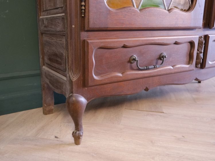 ตู้หนังสือ 2บานเปิด 2ลิ้นชัก สีไม้มะฮอกกานี งานยุโรปมาจากเยอรมนี รูปที่ 13