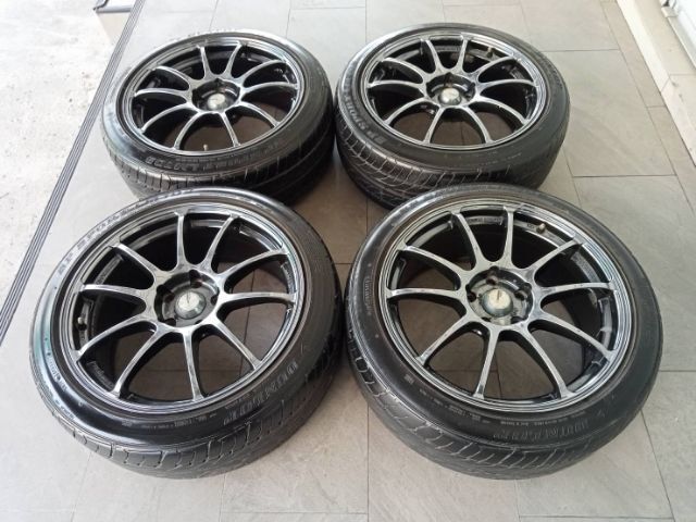 ล้อแม็ก​รถเก๋ง 5 รู​ 100 ขอบ​ 18 แถม​ยาง​ DUNLOP​