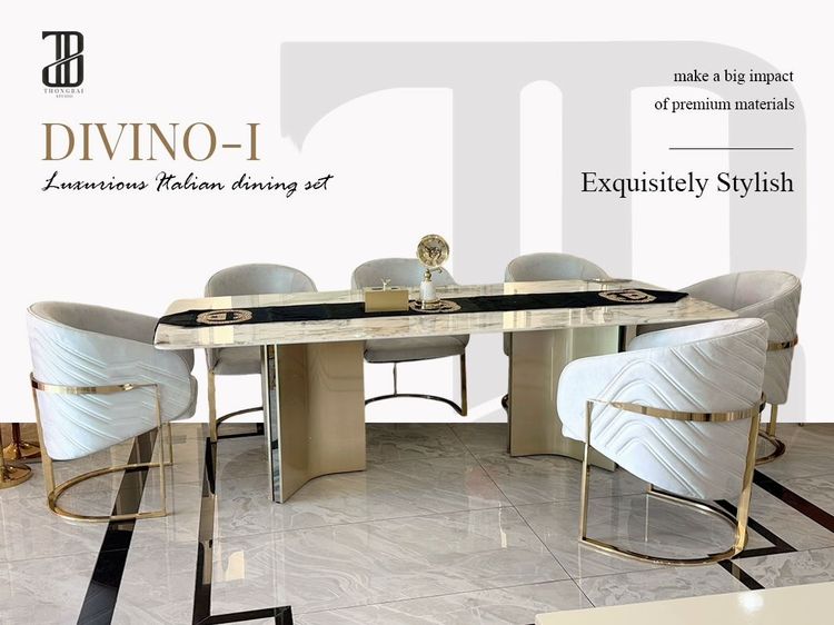 𝙳𝙸𝚅𝙸𝙽𝙾-𝙸 𝙻𝚞𝚡𝚞𝚛𝚒𝚘𝚞𝚜 𝙸𝚝𝚊𝚕𝚒𝚊𝚗 𝙳𝚒𝚗𝚒𝚗𝚐 𝚂𝚎𝚝  ชุดโต๊ะอาหาร 𝟼ที่นั่ง 𝟸𝟺𝟶𝚌𝚖.  เกรดพรีเมี่ยม รุ่น ดีวิโน 𝟷 รูปที่ 13