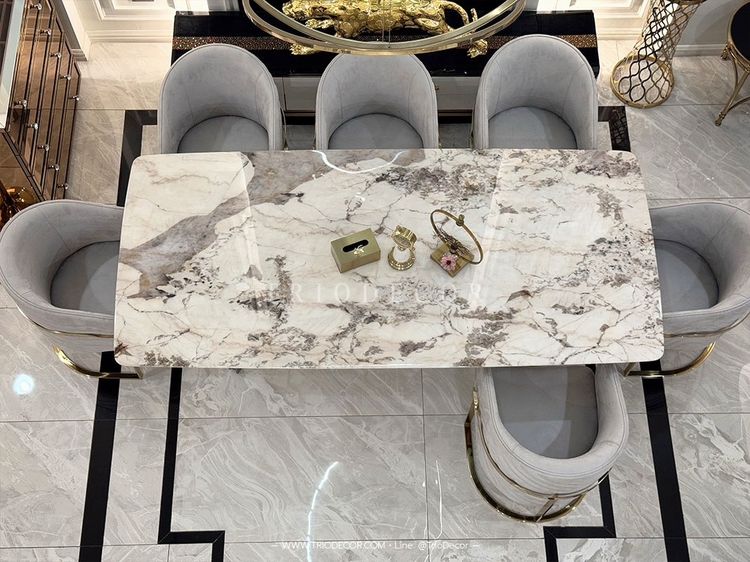 𝙳𝙸𝚅𝙸𝙽𝙾-𝙸 𝙻𝚞𝚡𝚞𝚛𝚒𝚘𝚞𝚜 𝙸𝚝𝚊𝚕𝚒𝚊𝚗 𝙳𝚒𝚗𝚒𝚗𝚐 𝚂𝚎𝚝  ชุดโต๊ะอาหาร 𝟼ที่นั่ง 𝟸𝟺𝟶𝚌𝚖.  เกรดพรีเมี่ยม รุ่น ดีวิโน 𝟷 รูปที่ 4