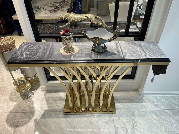 โต๊ะคอนโซล ท็อปหิน ขาสเตนเลส รุ่น ซาเวริโอ SAVERIO LUXURY CONSOLE  รูปที่ 8