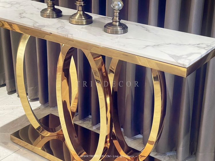 BEYONCE LUXURY CONSOLE โต๊ะคอนโซลท็อปหิน ขาสเตนเลส 140ซม. รุ่น บียอนเซ่ รูปที่ 6