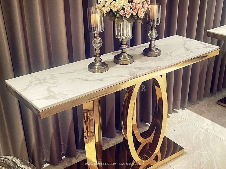 BEYONCE LUXURY CONSOLE โต๊ะคอนโซลท็อปหิน ขาสเตนเลส 140ซม. รุ่น บียอนเซ่ รูปที่ 3