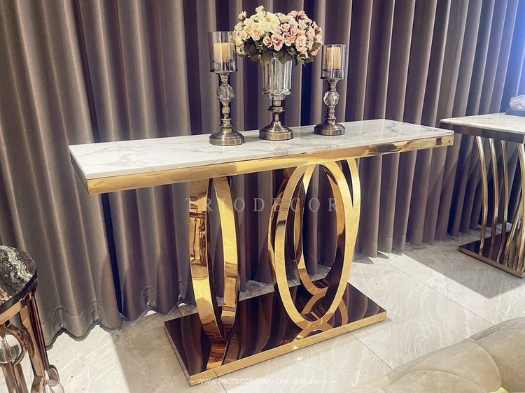 BEYONCE LUXURY CONSOLE โต๊ะคอนโซลท็อปหิน ขาสเตนเลส 140ซม. รุ่น บียอนเซ่ รูปที่ 5