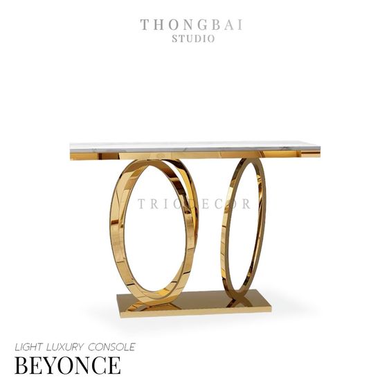 โต๊ะเอนติดผนัง สแตนเลสสตีล อื่นๆ BEYONCE LUXURY CONSOLE โต๊ะคอนโซลท็อปหิน ขาสเตนเลส 140ซม. รุ่น บียอนเซ่