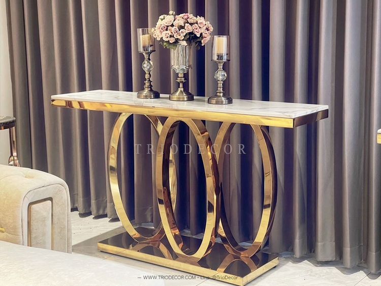 BEYONCE LUXURY CONSOLE โต๊ะคอนโซลท็อปหิน ขาสเตนเลส 140ซม. รุ่น บียอนเซ่ รูปที่ 8