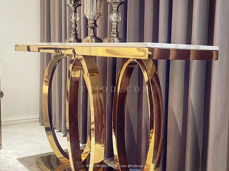 BEYONCE LUXURY CONSOLE โต๊ะคอนโซลท็อปหิน ขาสเตนเลส 140ซม. รุ่น บียอนเซ่ รูปที่ 7