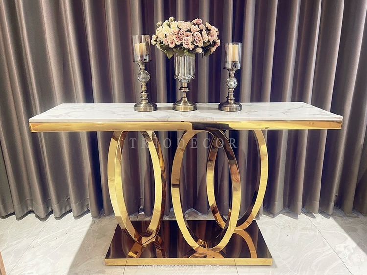 BEYONCE LUXURY CONSOLE โต๊ะคอนโซลท็อปหิน ขาสเตนเลส 140ซม. รุ่น บียอนเซ่ รูปที่ 4