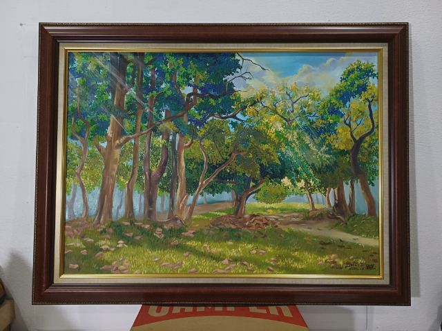 ขายภาพวาดสีน้ำมันบนผืนผ้าใบ(Oil on Canvas) ชื่อภาพ"ศาลาธรรม ม.ช." ขนาด 49.0×69.0cm จิตรกร"เขมจิรา" เป็นภาพวาดของจริง Original มีภาพเดียว รูปที่ 5