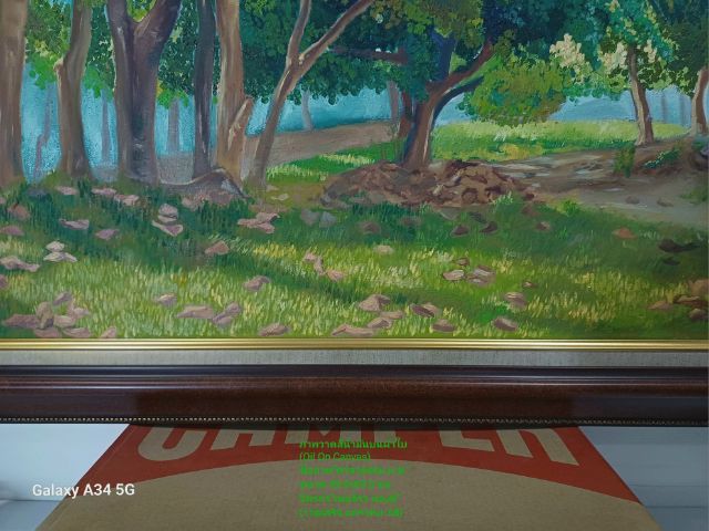 ขายภาพวาดสีน้ำมันบนผืนผ้าใบ(Oil on Canvas) ชื่อภาพ"ศาลาธรรม ม.ช." ขนาด 49.0×69.0cm จิตรกร"เขมจิรา" เป็นภาพวาดของจริง Original มีภาพเดียว รูปที่ 6
