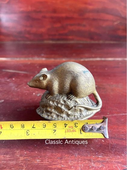 รูปปั้น หนู บนลูกวอลนัท ทองเหลืองสะสม รูปที่ 7