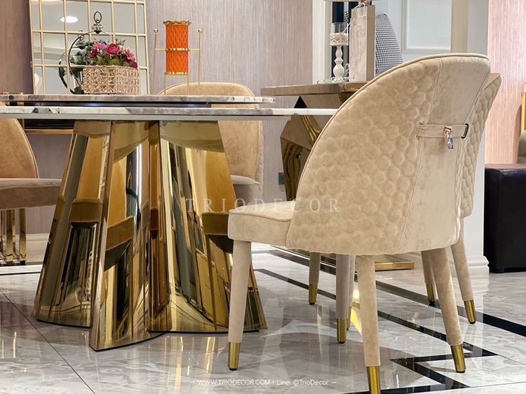 ARAGORN-III  luxurious Italian dining set ชุดโต๊ะอาหารกลม ท็อปหิน 6ที่นั่ง อารากอร์น-3  รูปที่ 7