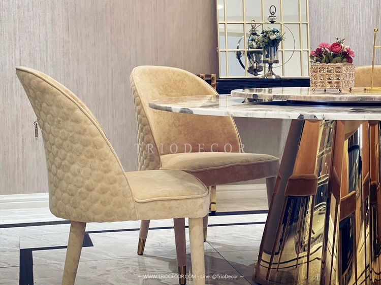 ARAGORN-III  luxurious Italian dining set ชุดโต๊ะอาหารกลม ท็อปหิน 6ที่นั่ง อารากอร์น-3  รูปที่ 8