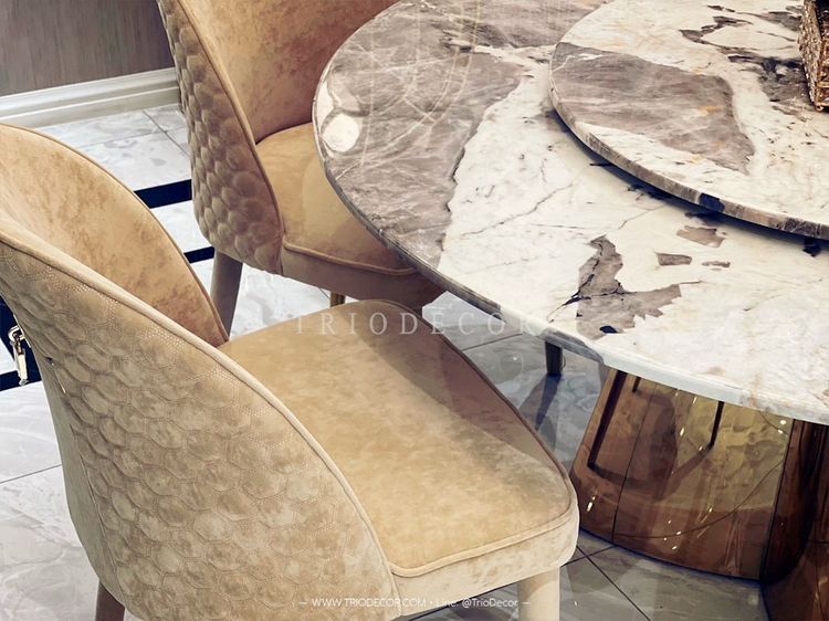 ARAGORN-III  luxurious Italian dining set ชุดโต๊ะอาหารกลม ท็อปหิน 6ที่นั่ง อารากอร์น-3  รูปที่ 6