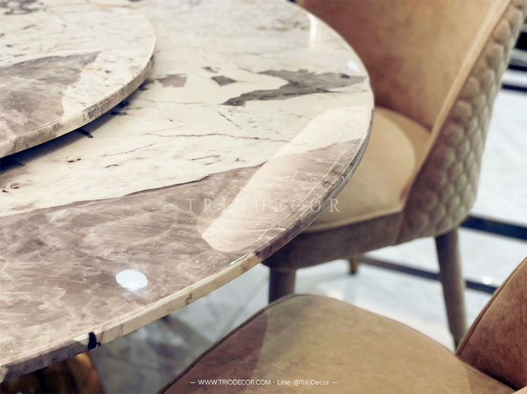 ARAGORN-III  luxurious Italian dining set ชุดโต๊ะอาหารกลม ท็อปหิน 6ที่นั่ง อารากอร์น-3  รูปที่ 2