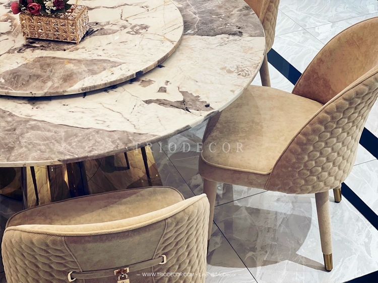 ARAGORN-III  luxurious Italian dining set ชุดโต๊ะอาหารกลม ท็อปหิน 6ที่นั่ง อารากอร์น-3  รูปที่ 4