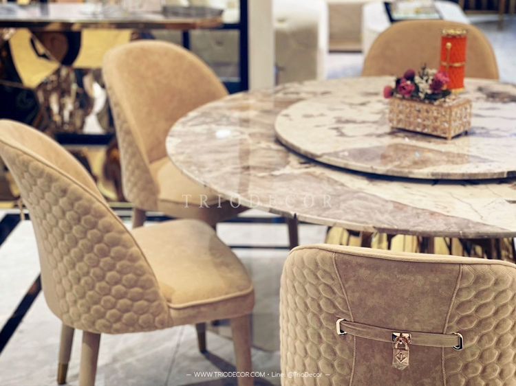 ARAGORN-III  luxurious Italian dining set ชุดโต๊ะอาหารกลม ท็อปหิน 6ที่นั่ง อารากอร์น-3  รูปที่ 3