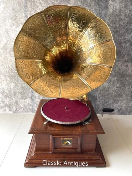 เครื่องเล่นแผ่นเสียง ปากแตรทองเหลือง ทรงสี่เหลี่ยมสะสม รูปที่ 6