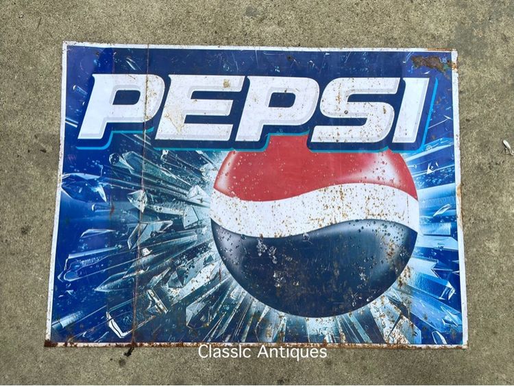 ป้ายเป๊บซี่ PEPSI สังกะสีแผ่นใหญ่ เก่าโบราณสะสมA1 รูปที่ 2