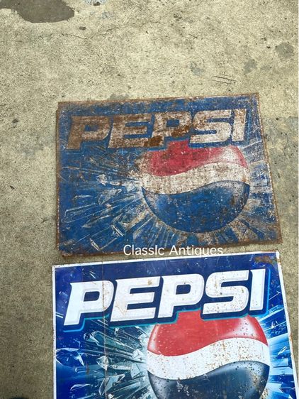 ป้ายเป๊บซี่ PEPSI สังกะสีแผ่นใหญ่ เก่าโบราณสะสมA1 รูปที่ 9