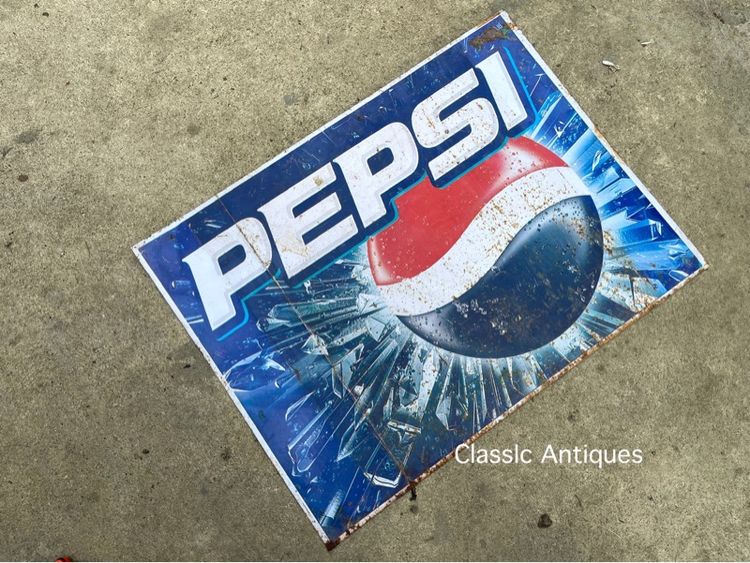 ป้ายเป๊บซี่ PEPSI สังกะสีแผ่นใหญ่ เก่าโบราณสะสมA1