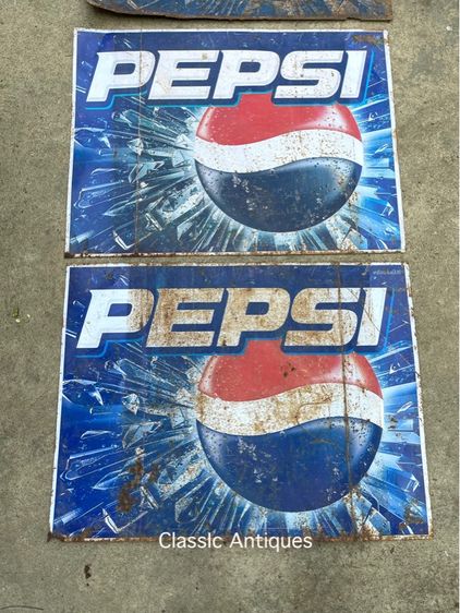 ป้ายเป๊บซี่ PEPSI สังกะสีแผ่นใหญ่ เก่าโบราณสะสมA1 รูปที่ 8