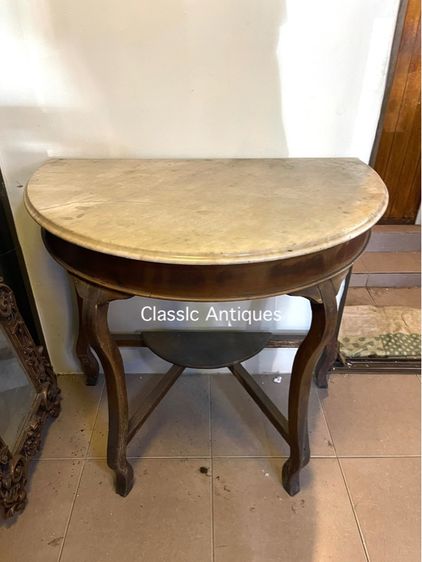โต๊ะ ครึ่งวงกลม หินอ่อน  โบราณเก่าสะสม รูปที่ 3