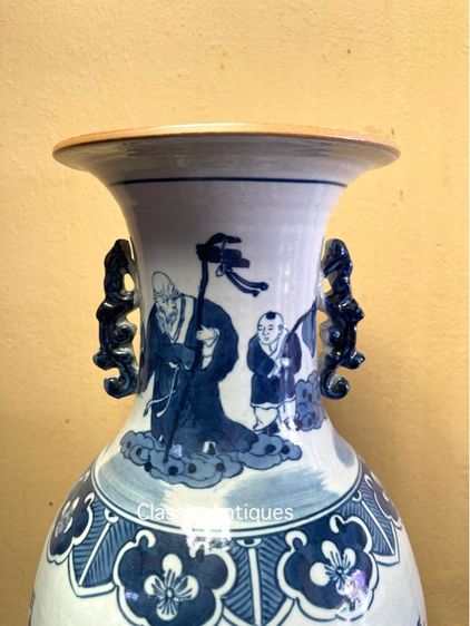 แจกัน ลายเทพเจ้า ฮกลกซิ่ว กังไสลายคราม  รูปที่ 2