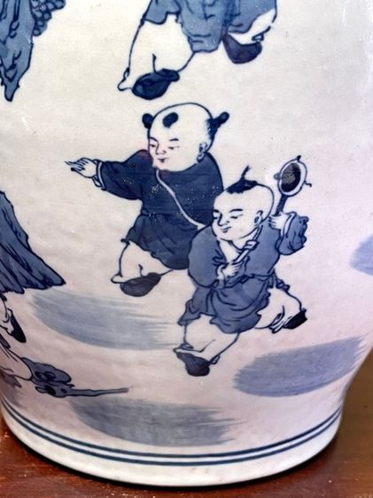 แจกัน ลายเทพเจ้า ฮกลกซิ่ว กังไสลายคราม  รูปที่ 17