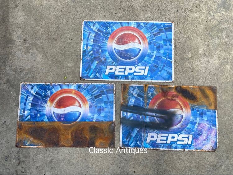 ป้ายเป๊บซี่ PEPSI สังกะสีแผ่นเล็ก เก่าสะสมA5 รูปที่ 7