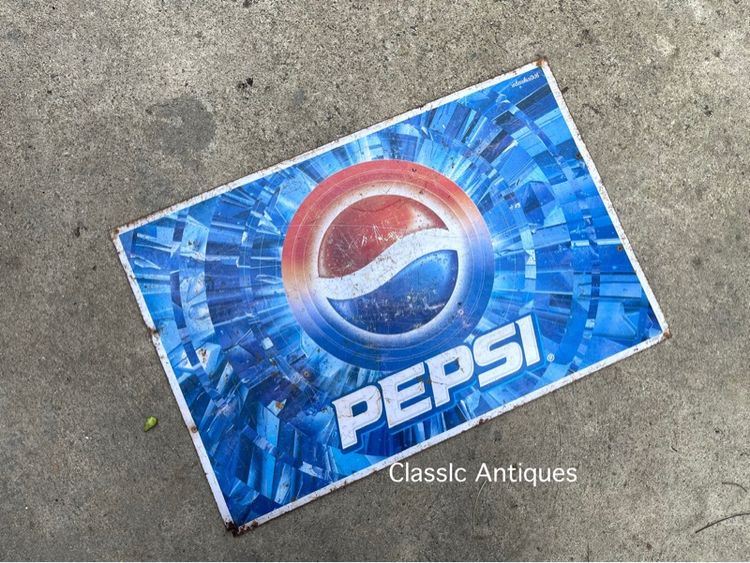 ป้ายเป๊บซี่ PEPSI สังกะสีแผ่นเล็ก เก่าสะสมA5 รูปที่ 2