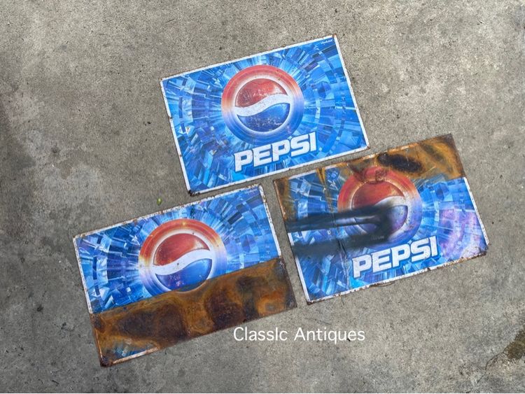 ป้ายเป๊บซี่ PEPSI สังกะสีแผ่นเล็ก เก่าสะสมA5 รูปที่ 8