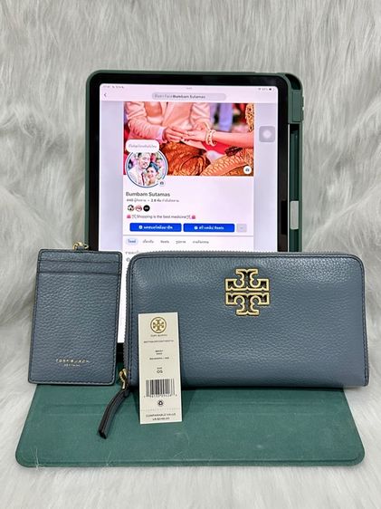 ไม่ระบุ ฟ้า หนังแท้ อื่นๆ Tory Burch กระเป๋าตังส์ใบยาวพร้อมการ์ดเคส มือสอง