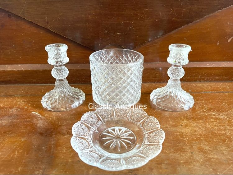 เชิงเทียนแก้ว กระถางพร้อมจานรอง สะสม รูปที่ 3