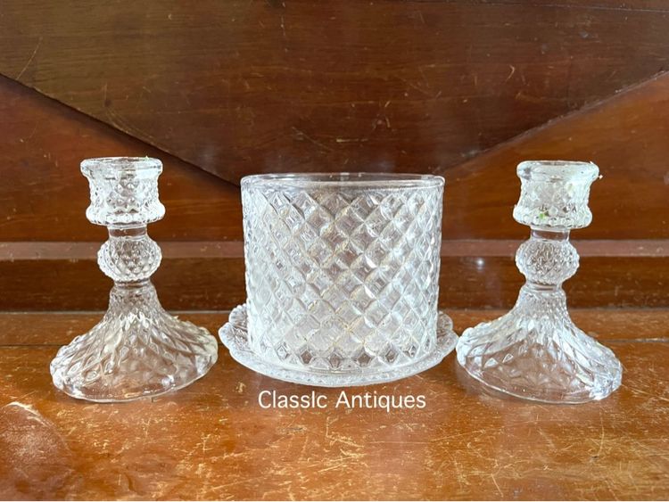 เชิงเทียนแก้ว กระถางพร้อมจานรอง สะสม รูปที่ 2