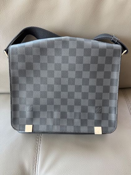 Louis Vuitton หนังแท้ ดำ LOUIS แท้ กระเป๋าสะพายผู้ชาย