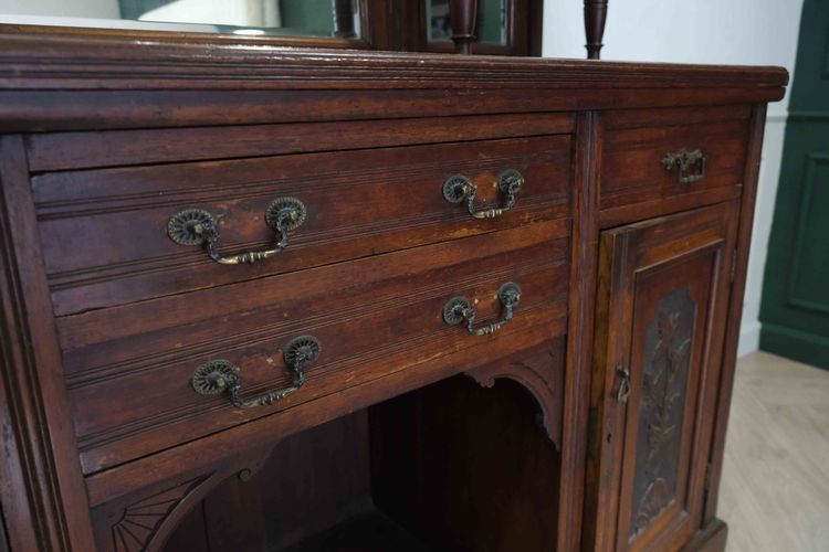 ตู้ไม้มะฮอกกานีพร้อมกระจกเงา 2 ประตูบานเปิด 4 ลิ้นชัก นำเข้าจากยุโรป รูปที่ 5