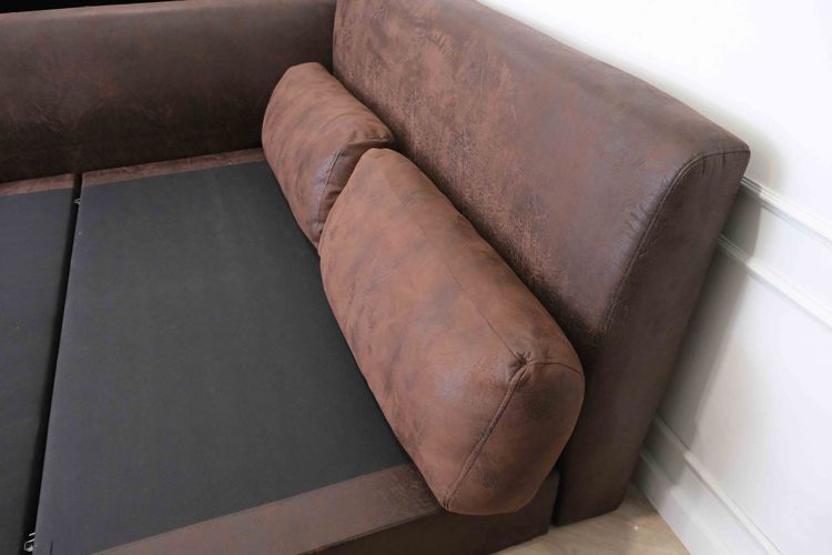 เตียงนอน ผ้าลายหนัง ขนาด6ฟุต 3กล่องเก็บของตรงขาเตียง ฝากล่องดึงกระดุมเพชร พร้อมหมอน 2ใบ รูปที่ 7